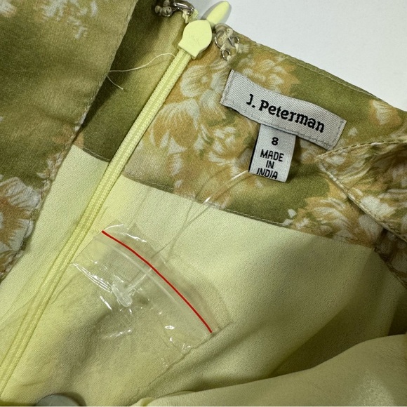 J Peterman Green Floral A Line Dress Tie Waist - Picture 3 of 8